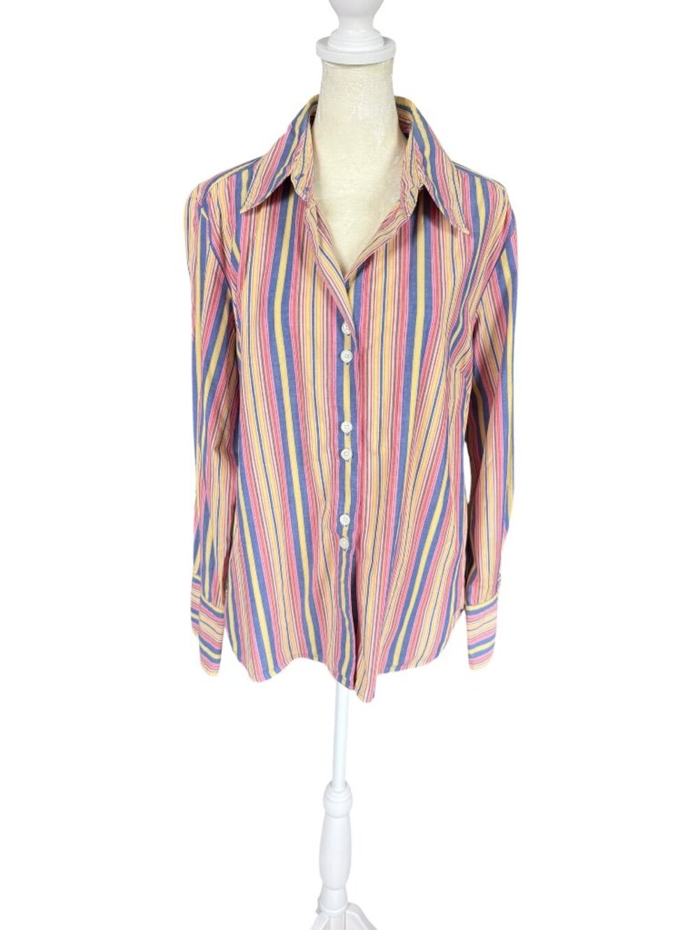 Jamaica Bay multicolored striped long sleeve button down collared shirt size L